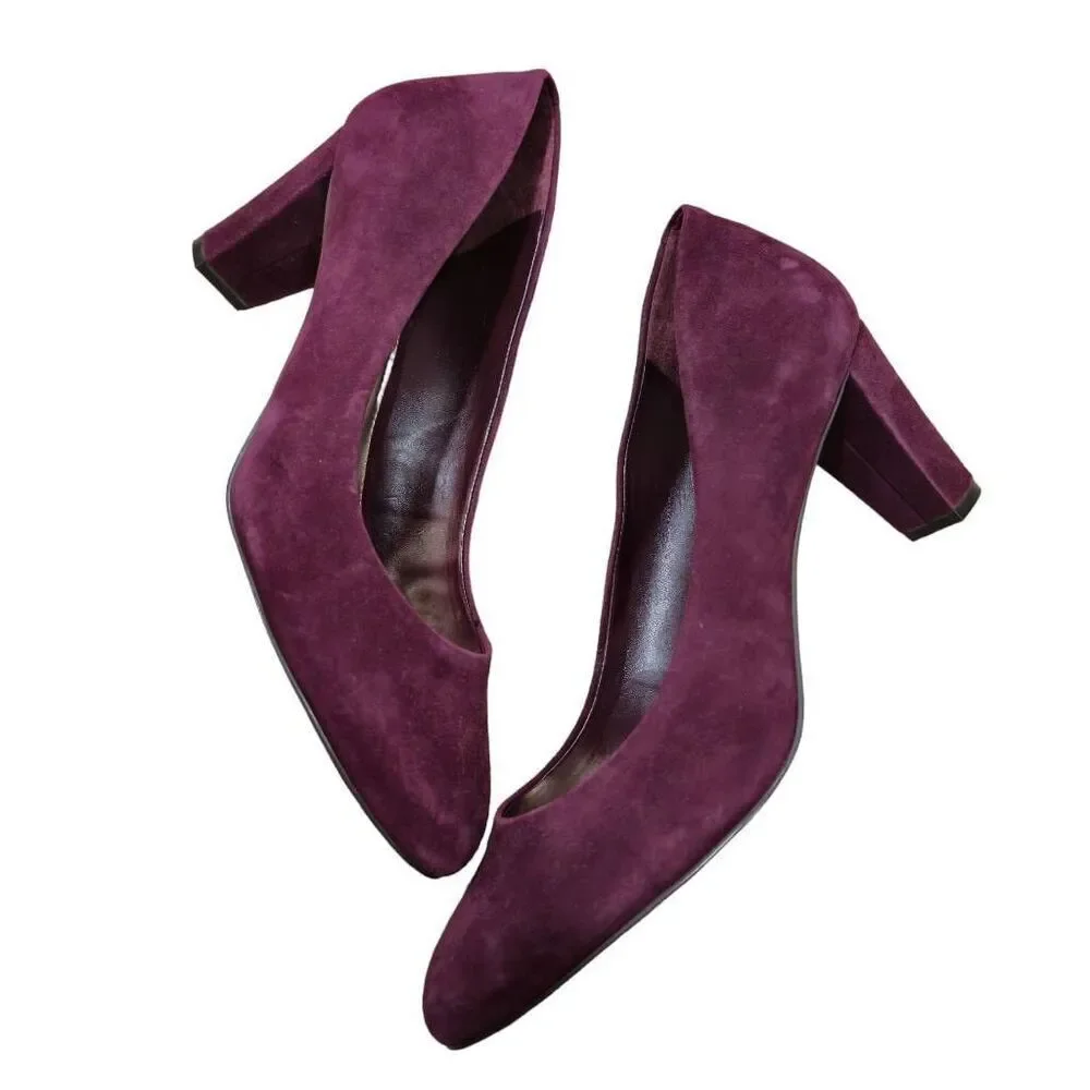 Lauren Ralph Lauren Pumps Heels‎ Women's Size 9B Burgundy Leather Round Toe